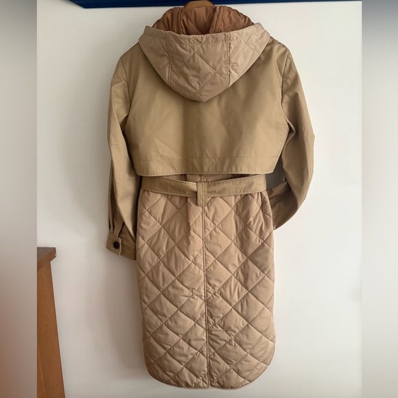 New Coach Quilted Long Trench Coat in Classic Khaki - Picture 13 of 15